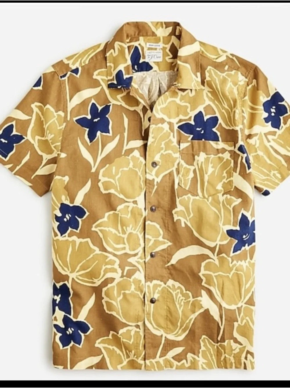J.Crew Men’s Hemp Cotton Camp Collar Tropical Floral Resort Shirt XL